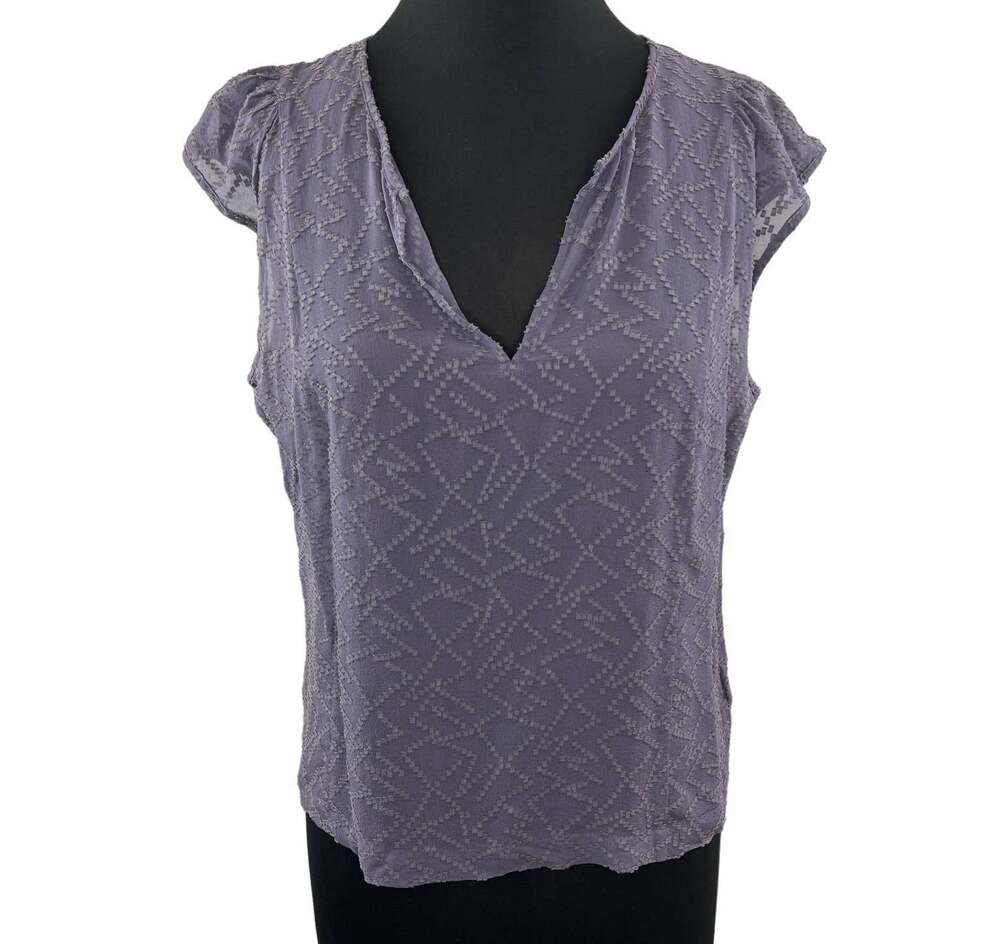 J. Crew Broadway & Broome Cotton & Silk Textured V-Neck Dolman Sleeve Blouse M